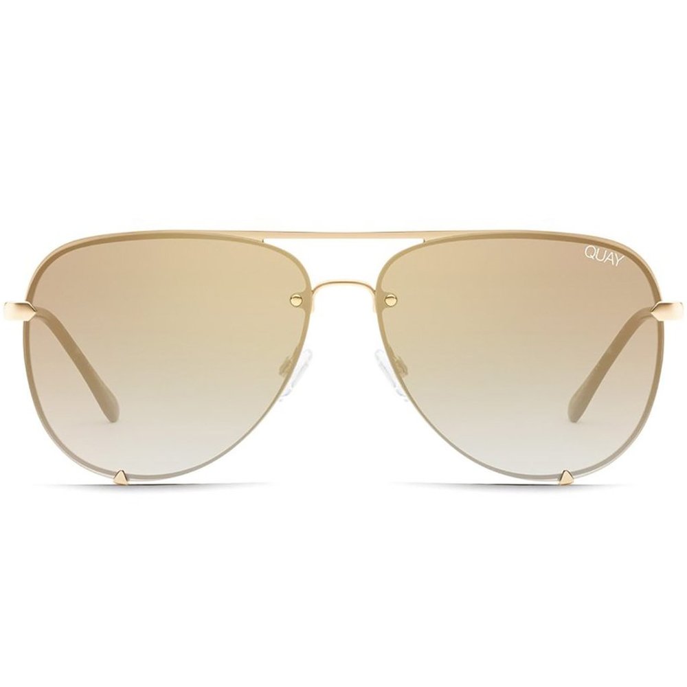 Quay High Key Rimless Sunglasses in Gold Brown